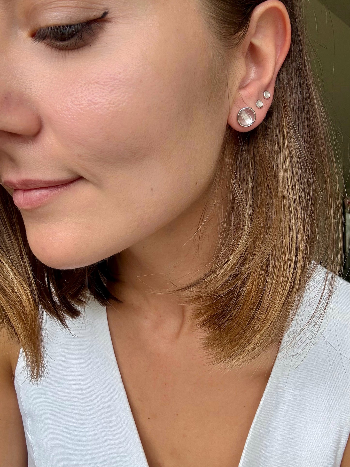 Rose Quartz Earrings Set