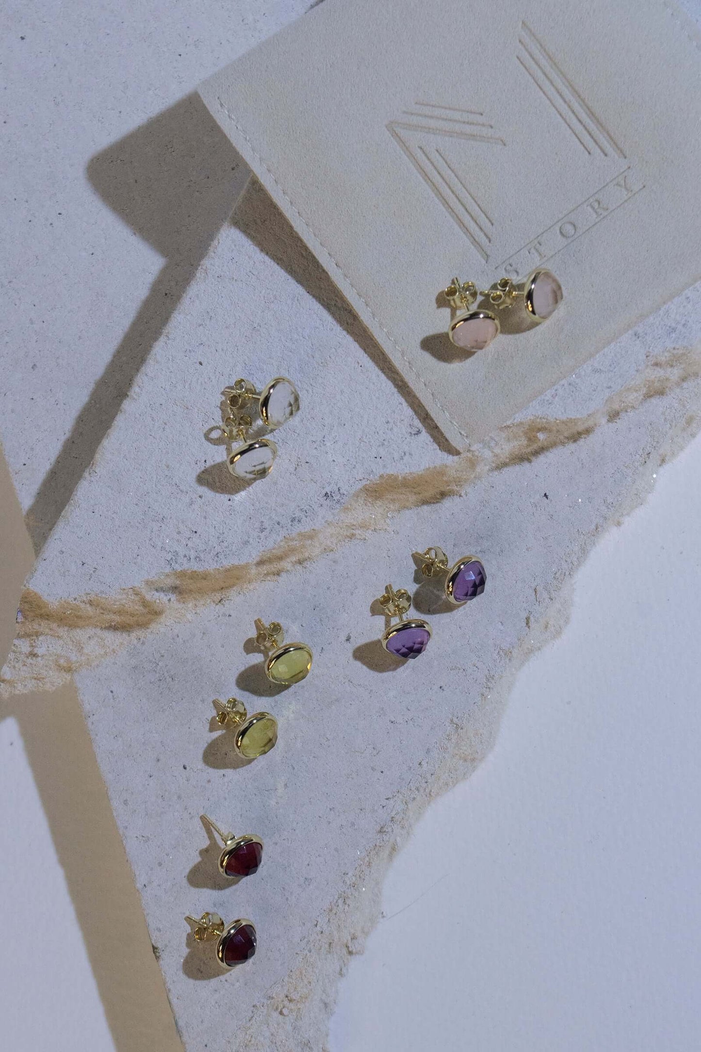 Carta Studs - Clear Quartz - Mi Story Jewellery